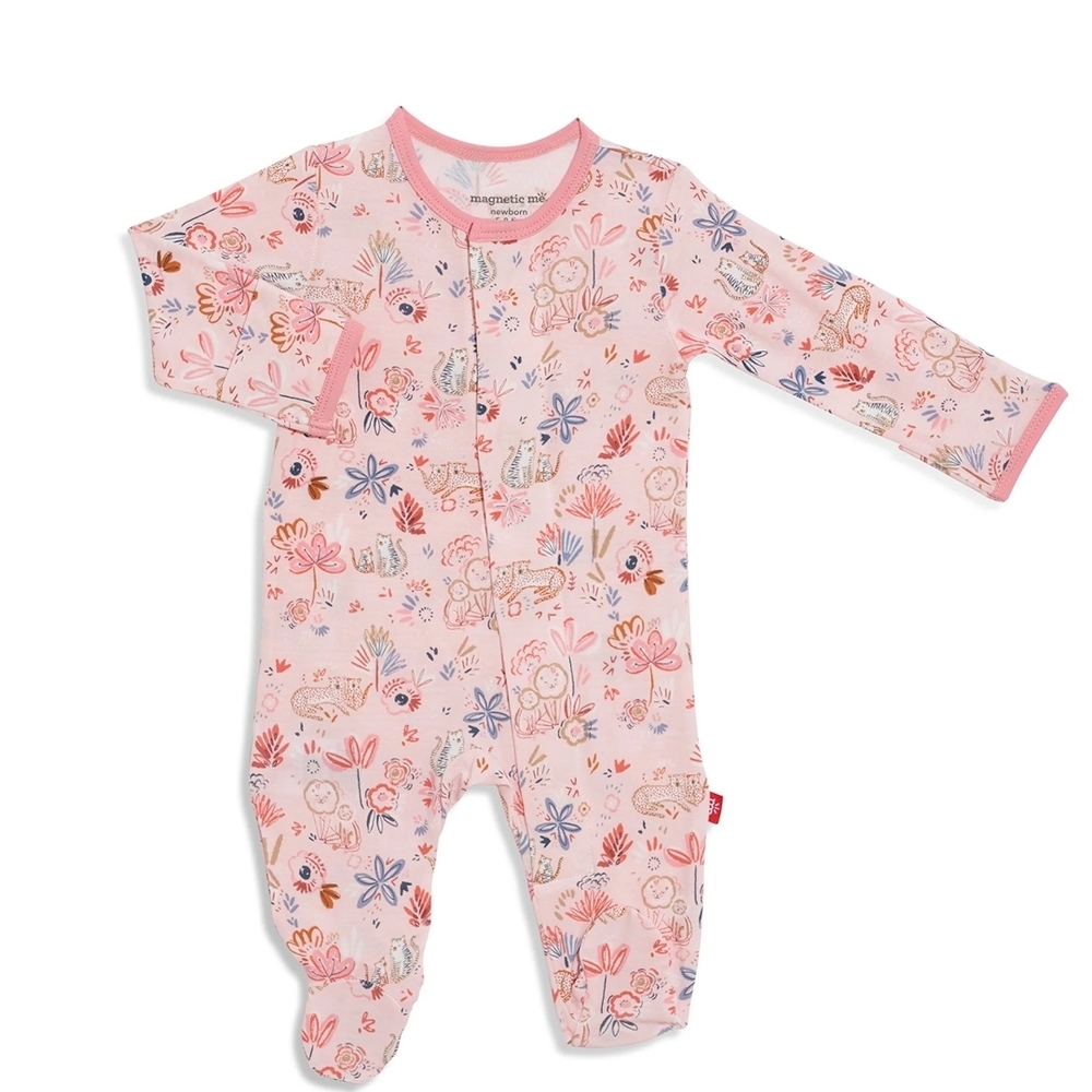 Magnetic Me Pink Floral Baby Footie